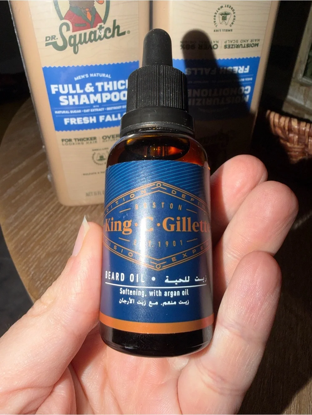 Men's Dr. Squatch Full & Thick Shampoo Set & King Gillette Beard Oil Trio RV:$38